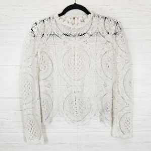 BLASHE Lace Long Sleeve Scallop Top Size Medium